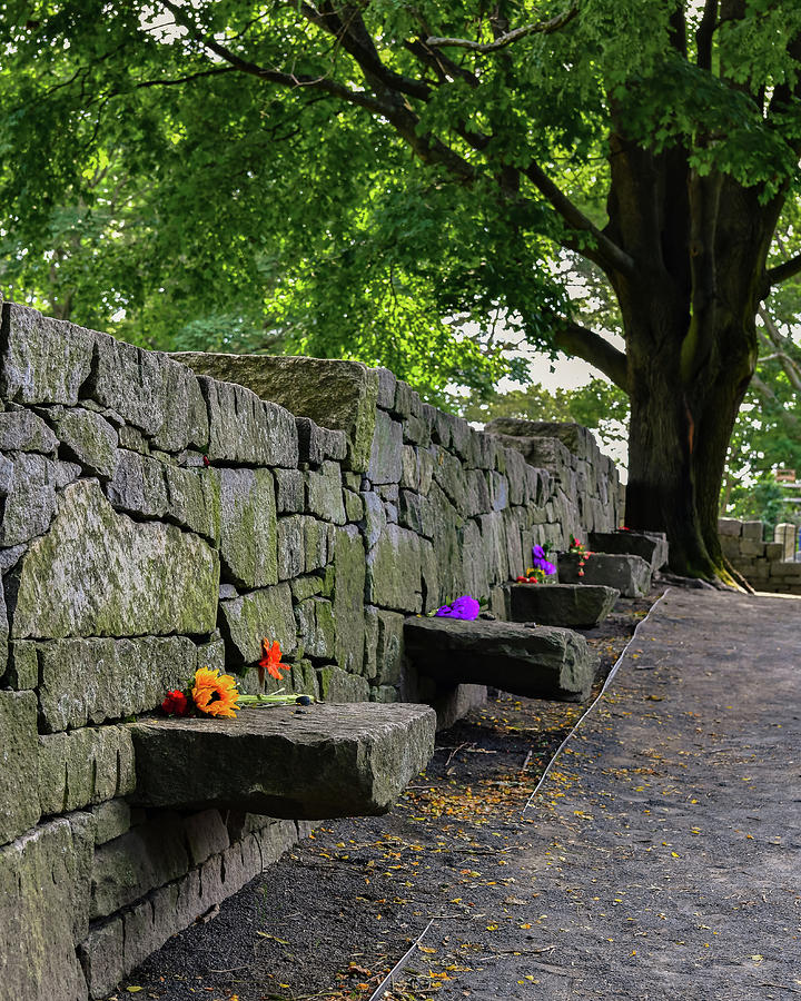 Salem Witch Trials Memorial stone benches in Salem Massachusetts
